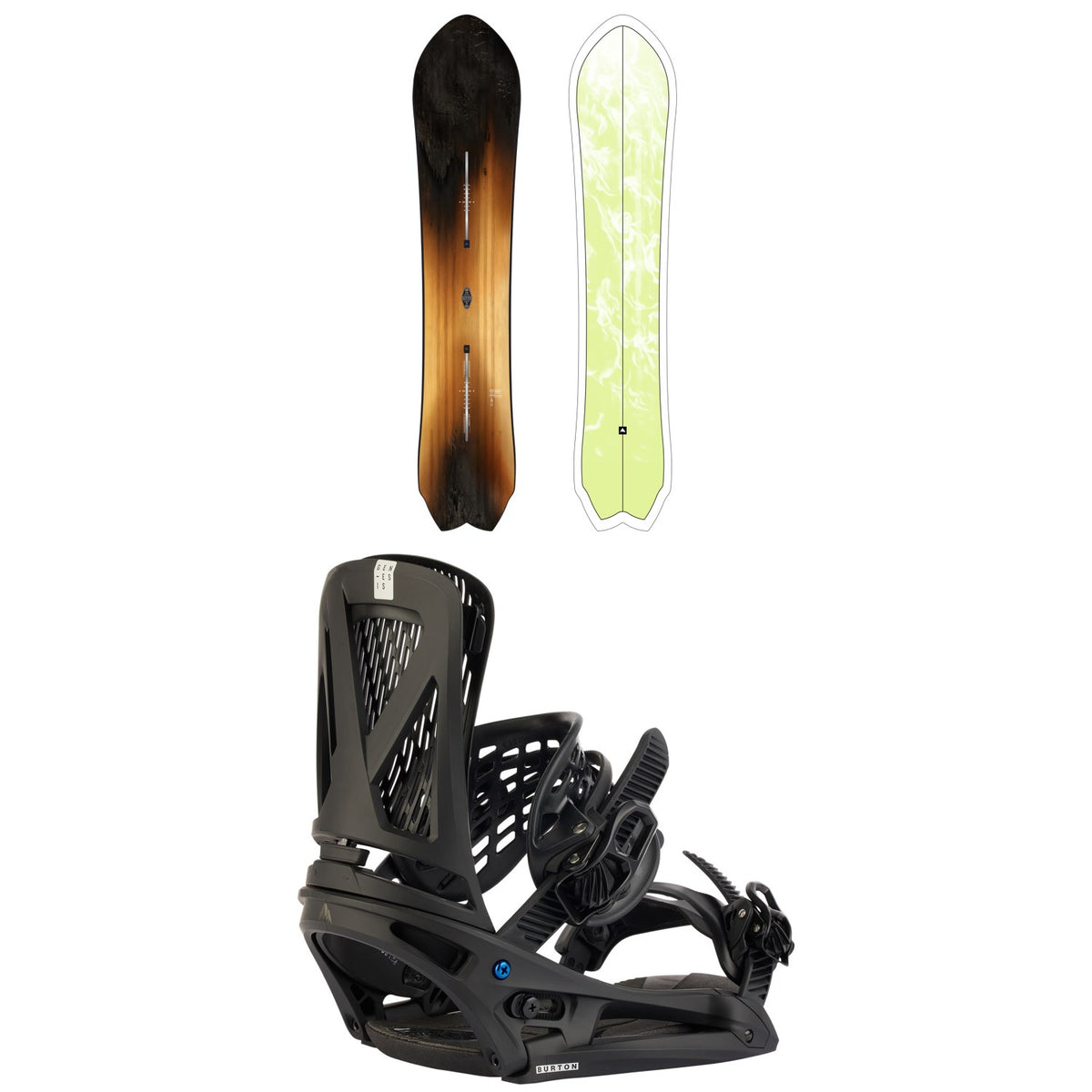 Burton Fish 3D Flat Top Snowboard + Genesis EST Snowboard Bindings 2027