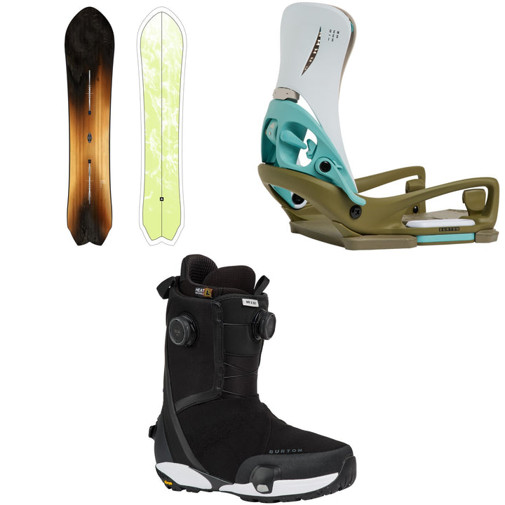 Burton Fish 3D Flat Top Snowboard + Step On Genesis EST Snowboard Bindings + Waverange X Step On Snowboard Boots 2027