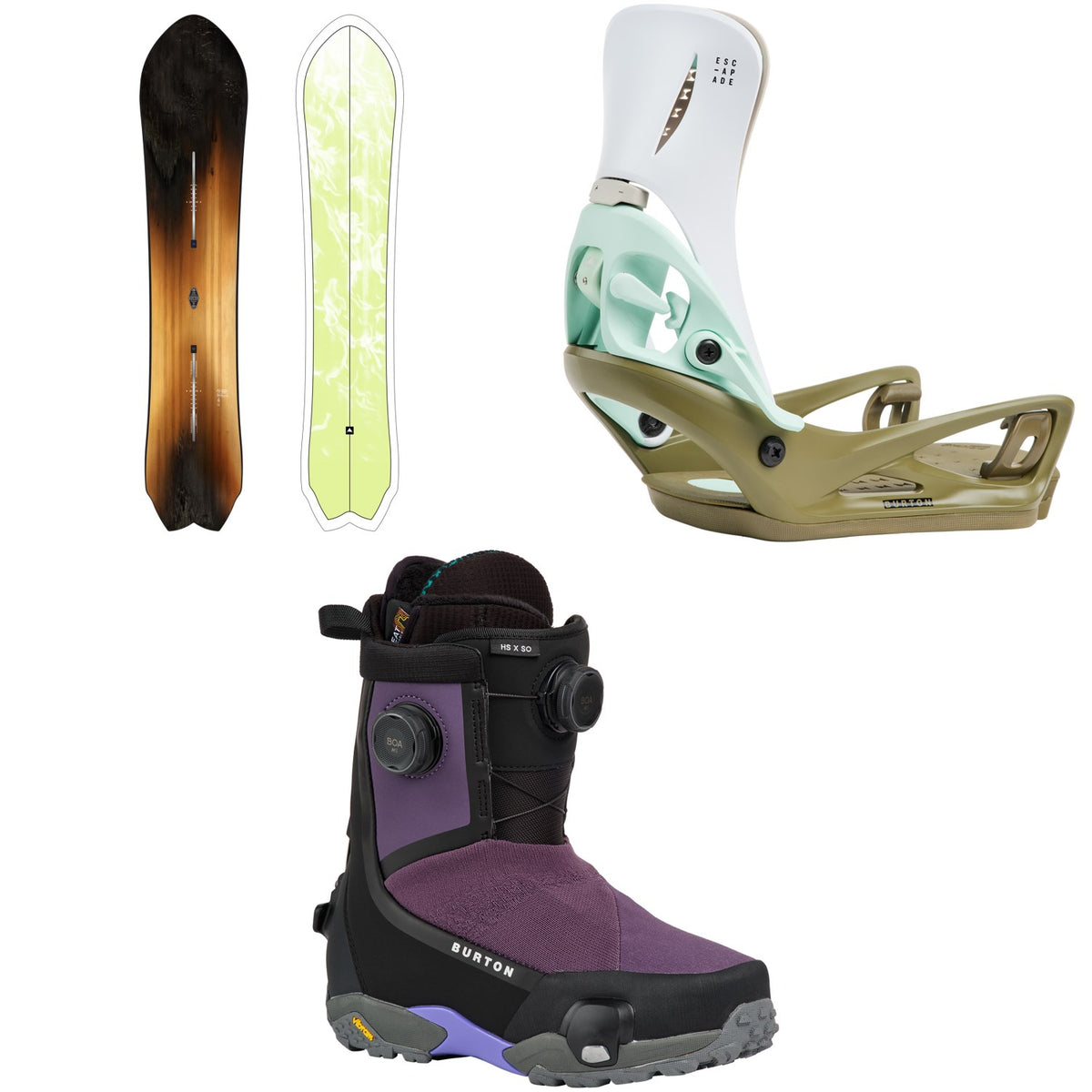 Burton Fish 3D Flat Top Snowboard + Step On Escapade Snowboard Bindings + Highshot X Step On Snowboard Boots - Women's 2027