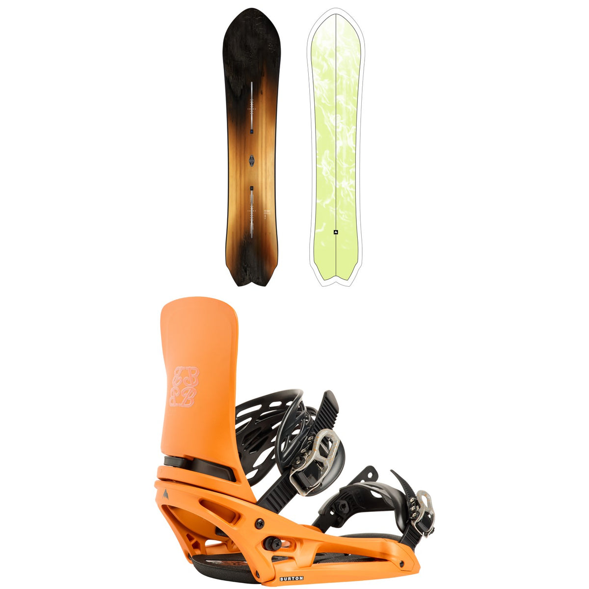 Burton Fish 3D Flat Top Snowboard + Cartel X EST Snowboard Bindings 2027