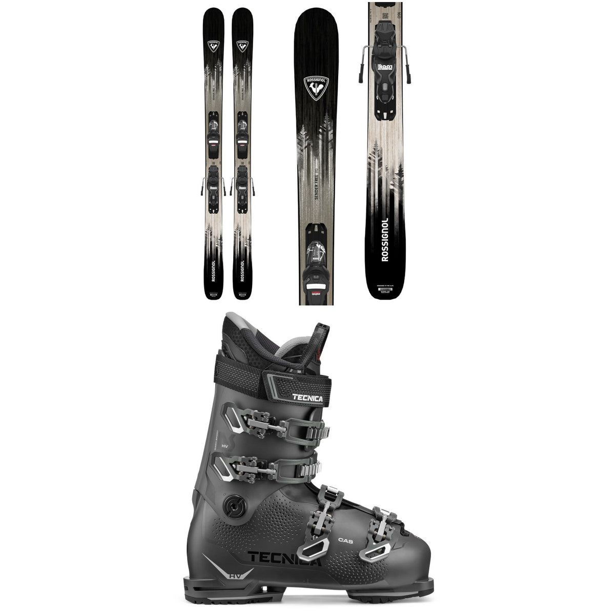 Rossignol Sender Free 90 Skis + Xpress 10 Bindings + Tecnica Mach Sport HV 90 Ski Boots