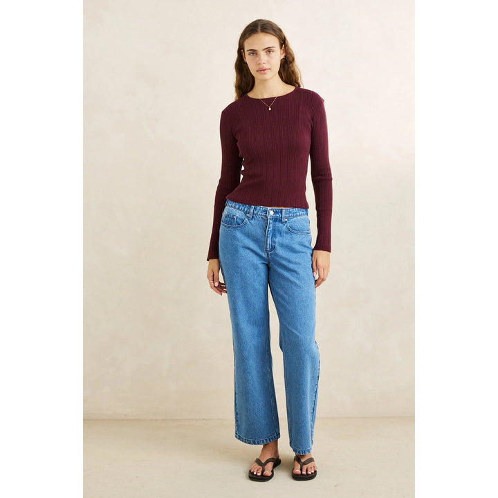 Rhythm Essential Long-Sleeve Knit Top - Women's Wine