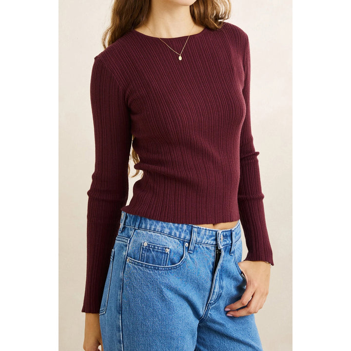 Rhythm Essential Long-Sleeve Knit Top - Women's Wine