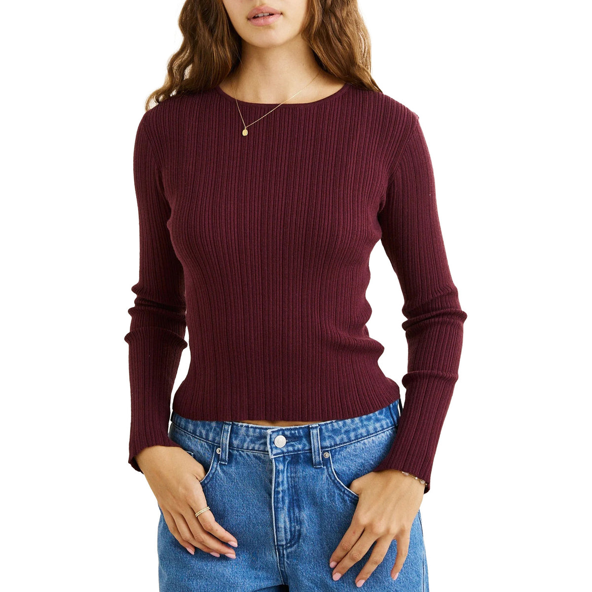 Rhythm Essential Long-Sleeve Knit Top - Women's Wine