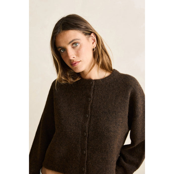 Rhythm Estelle Fluffy Knit Cardigan - Women's Chocolate