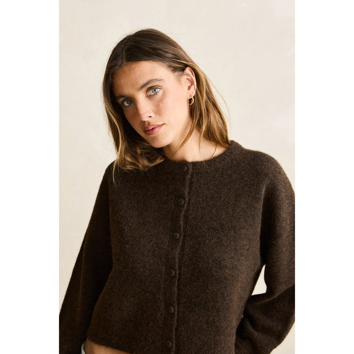 Rhythm Estelle Fluffy Knit Cardigan - Women's Chocolate