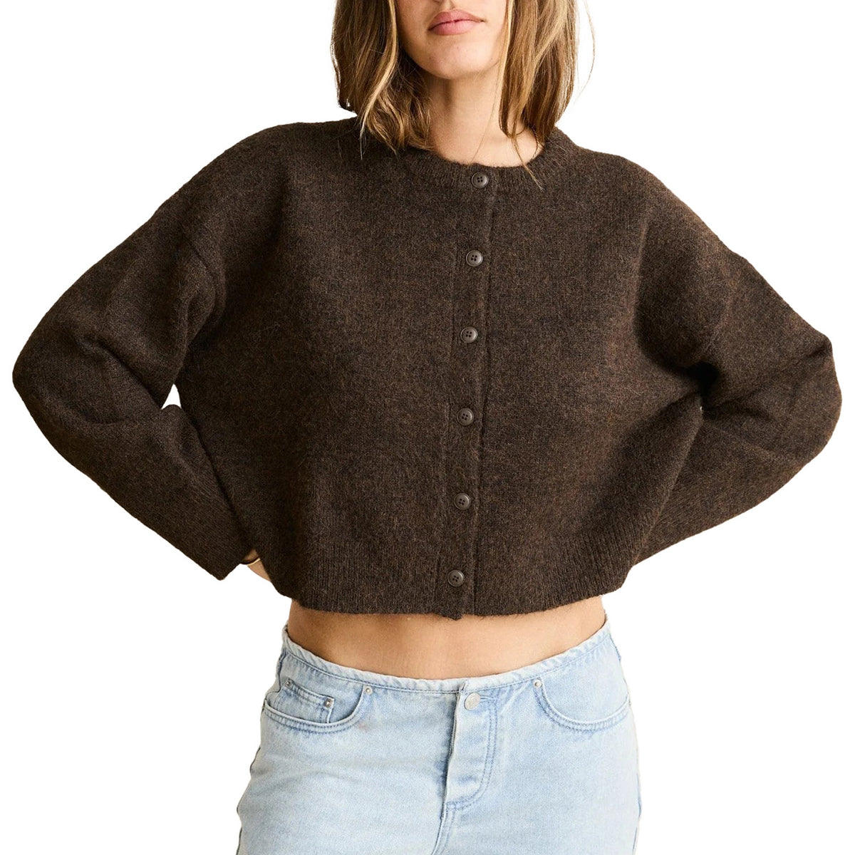 Rhythm Estelle Fluffy Knit Cardigan - Women's Chocolate