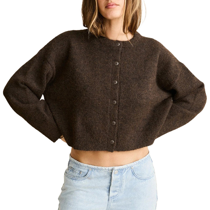 Rhythm Estelle Fluffy Knit Cardigan - Women's Chocolate
