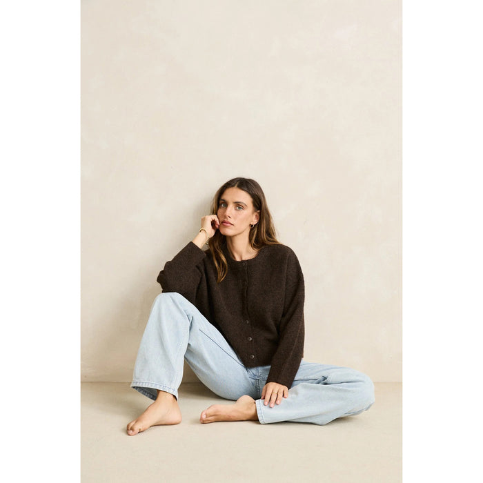 Rhythm Estelle Fluffy Knit Cardigan - Women's Chocolate