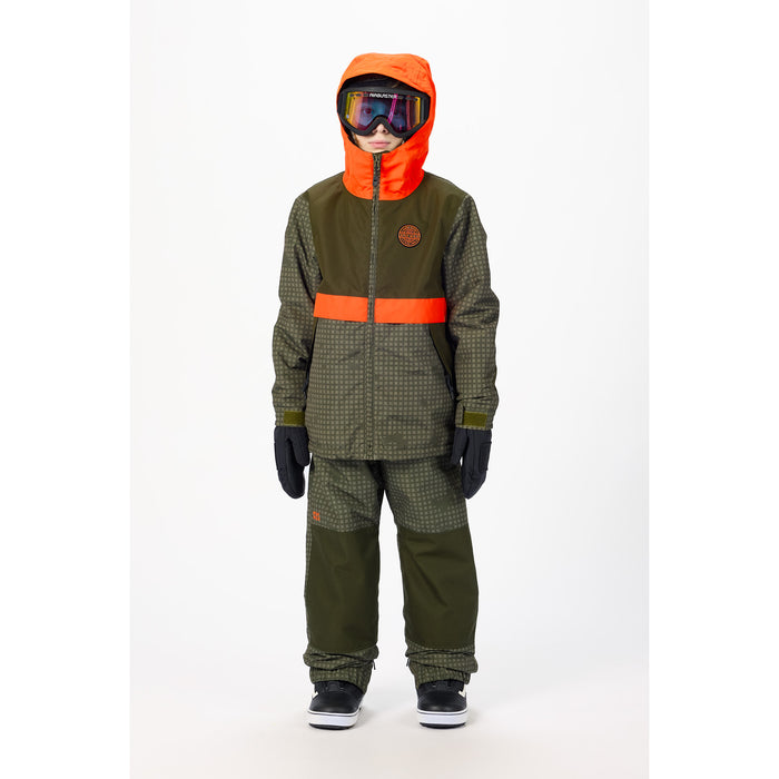 Airblaster Trencher Jacket - Kids' Olive Grid/Orange