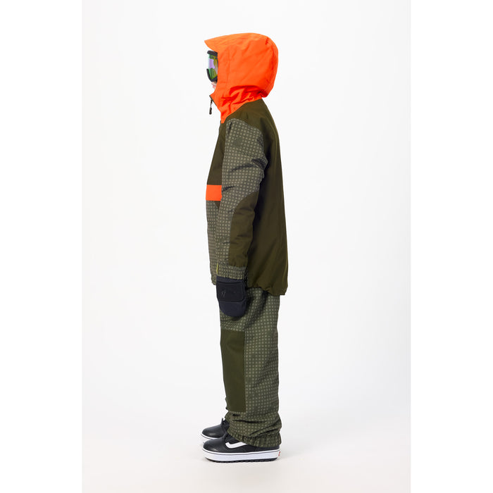 Airblaster Trencher Jacket - Kids' Olive Grid/Orange