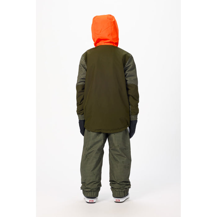 Airblaster Trencher Jacket - Kids' Olive Grid/Orange