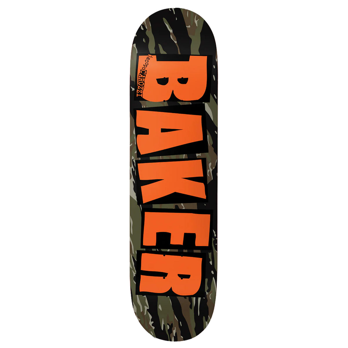 Baker Jacopo Carozzi Brand Logo Tiger Stripe Twin 8.38 Skateboard Deck