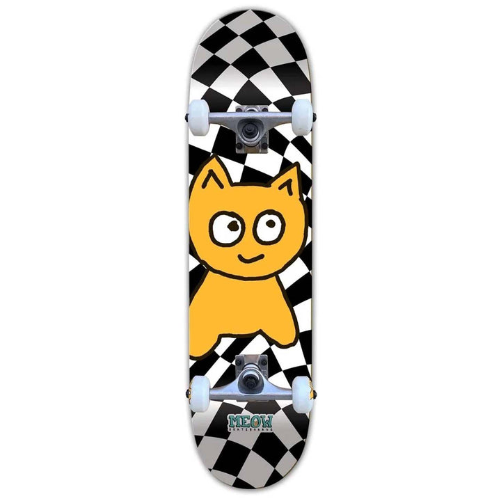 Meow Big Cat Checker Twist White 7.75 Skateboard Complete