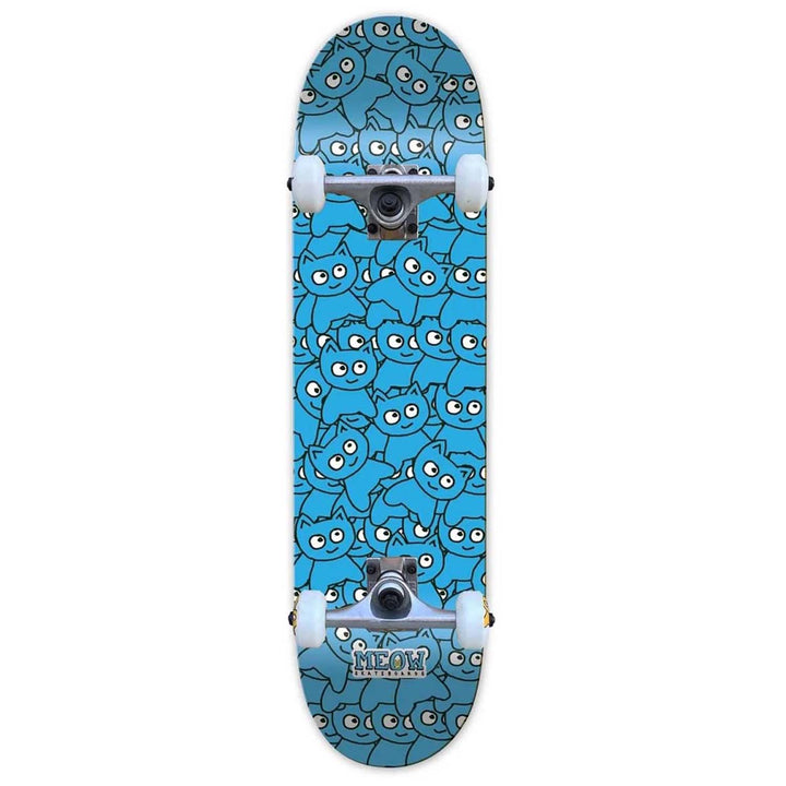 Meow Sticker Pile CMYK Cyan 8.25 Skateboard Complete