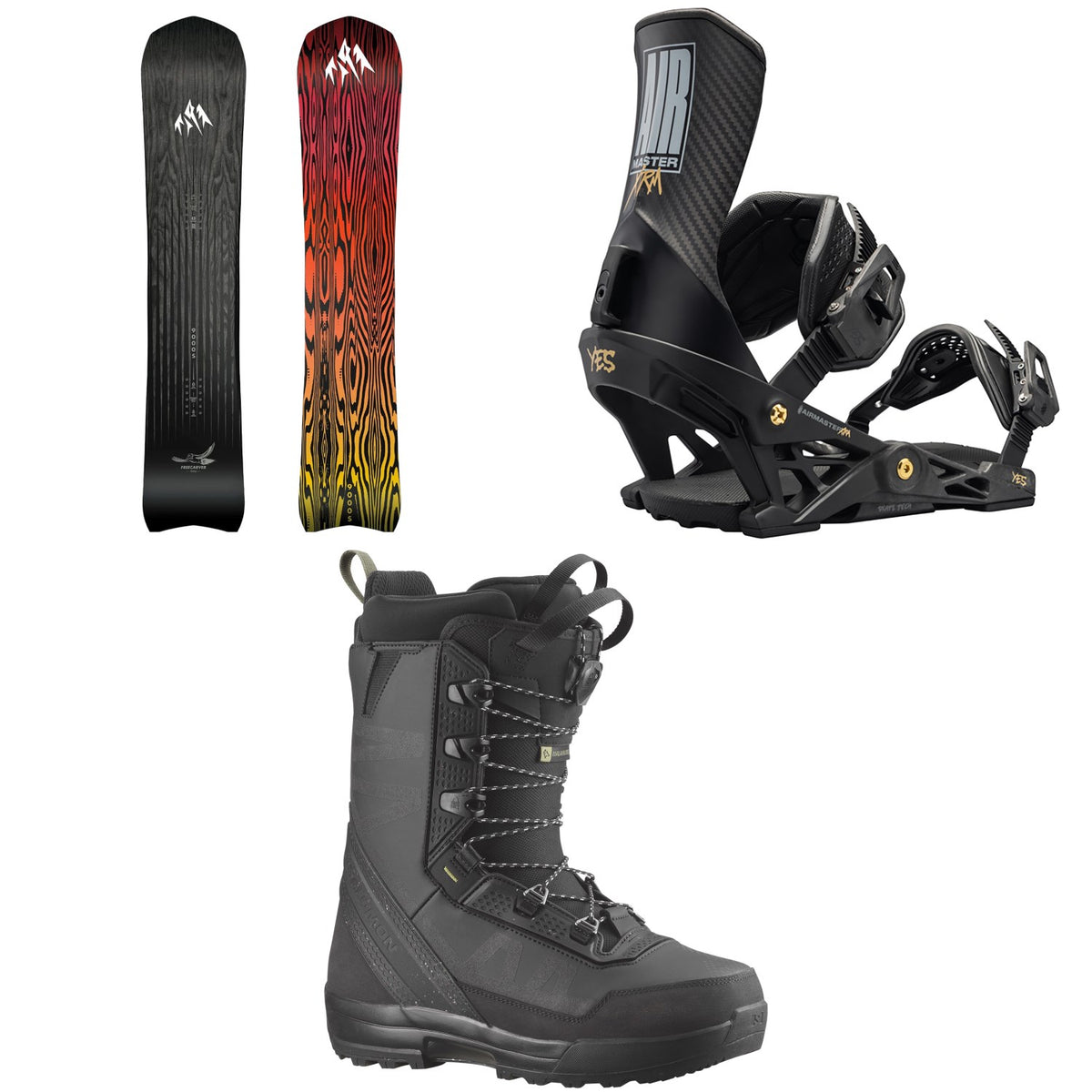 Jones Freecarver 9000S Snowboard + Yes. Airmaster XTRM Snowboard Bindings + Salomon Malamute Snowboard Boots 2026