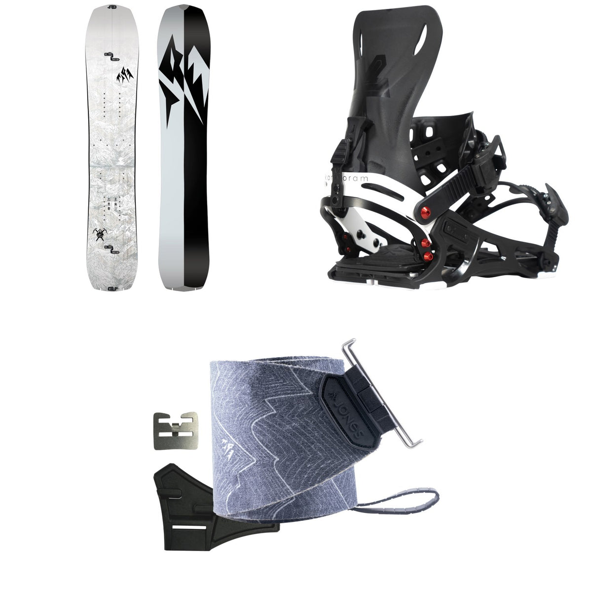 Jones Solution Splitboard + Karakoram Ultra Ranger + Split Interface Splitboard Bindings + Nomad Pro Quick Tension Trim-To-Fit Splitboard Skins 2027
