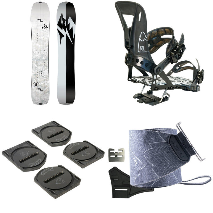 Jones Solution Splitboard + Spark R&D NR Pro Splitboard Bindings + Canted Pucks + Nomad Pro Quick Tension Trim-To-Fit Splitboard Skins 2027
