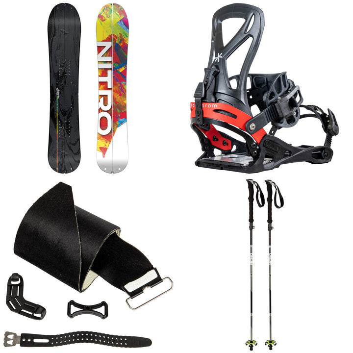 Nitro Alternator FX Splitboard + Karakoram Grizzly + Split Interface Splitboard Bindings + Universal Splitboard Skins + 4 Pcs Foldable Splitboard Poles 2027