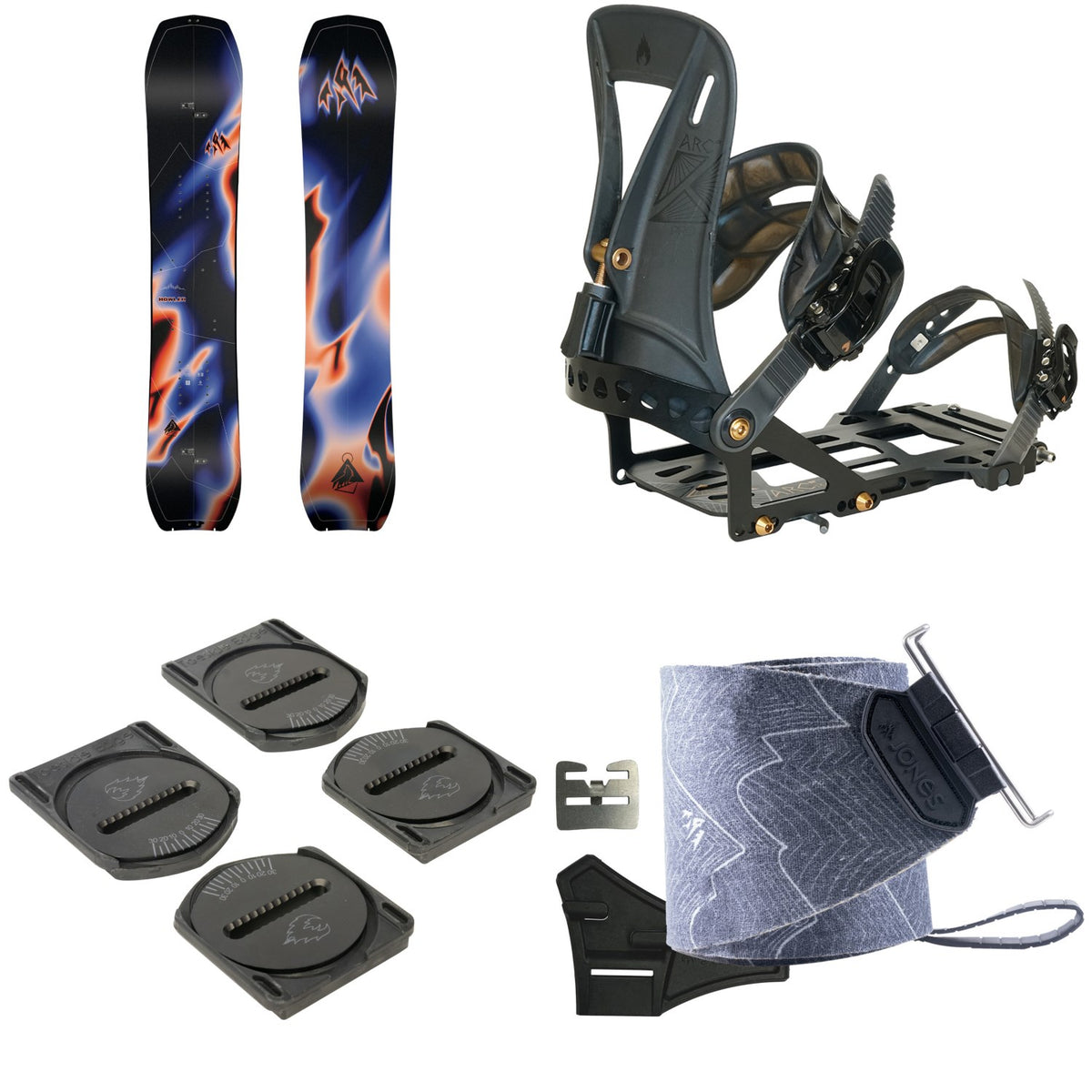 Jones Howler Splitboard + Spark R&D Arc ST Pro Splitboard Bindings + Canted Pucks + Jones Nomad Pro Quick Tension Trim-To-Fit Splitboard Skins 2027