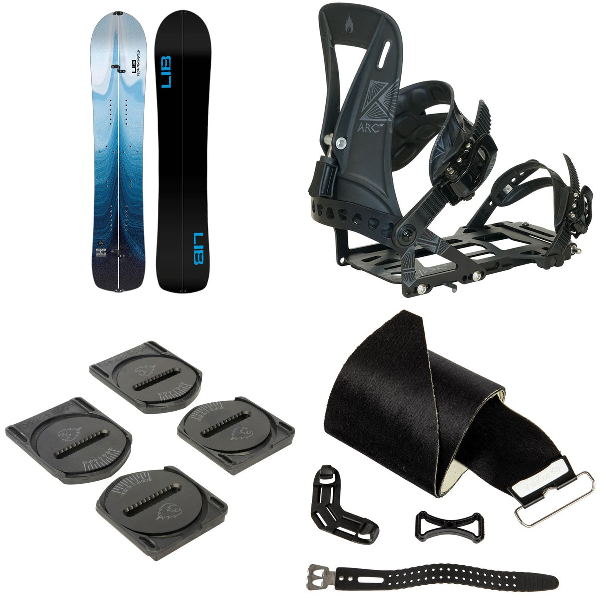 Lib Tech Escalator Splitboard + Spark R&D Arc ST Splitboard Bindings + Spark Pucks + Nitro Universal Splitboard Skins 2027
