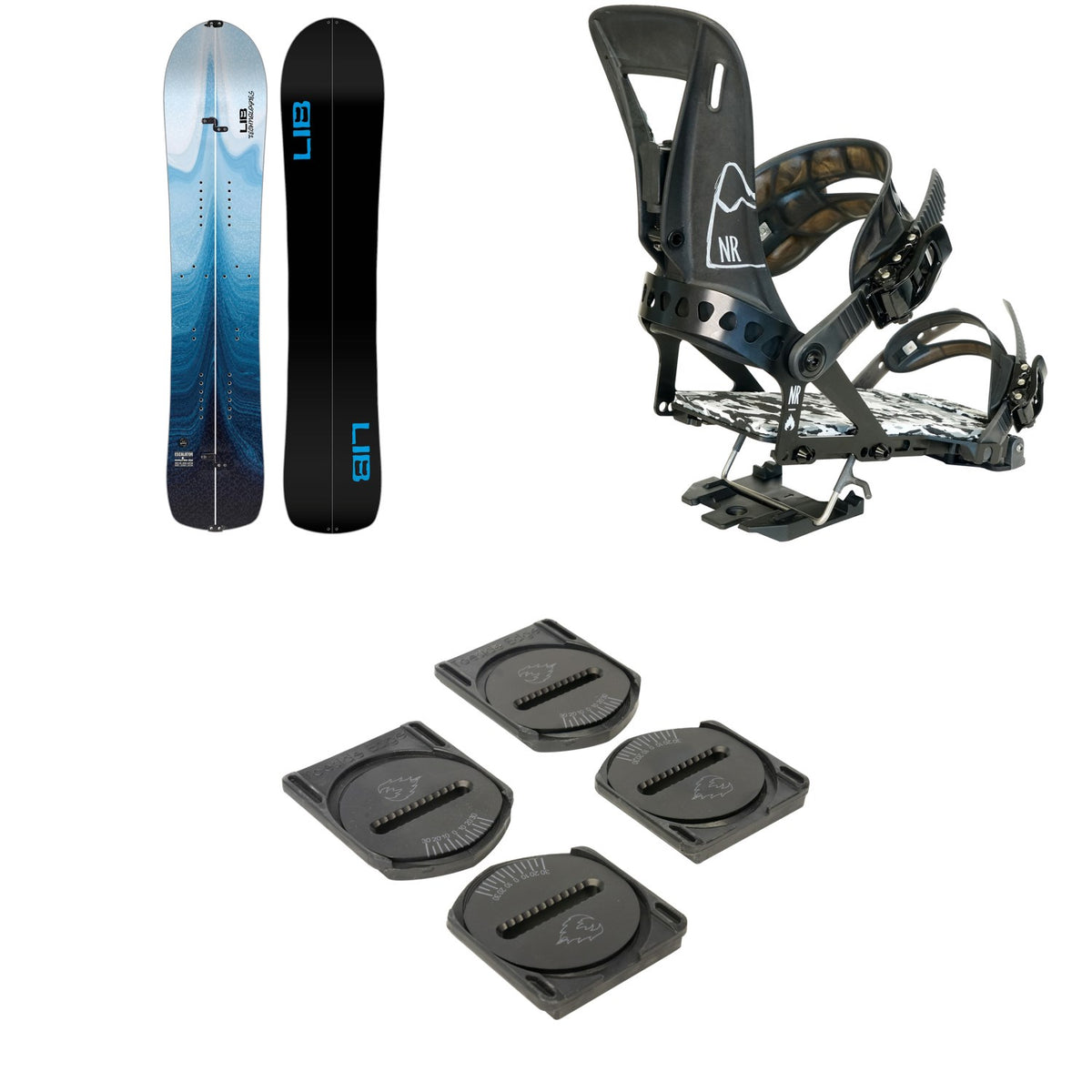 Lib Tech Escalator Splitboard + Spark R&D NR Pro Splitboard Bindings + Canted Pucks 2027