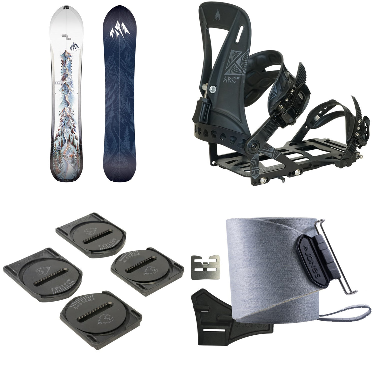 Jones Frontier 2.0 Splitboard + Spark R&D Arc ST Splitboard Bindings + Spark Pucks + Nomad Quick Tension Trim-To-Fit Splitboard Skins 2027