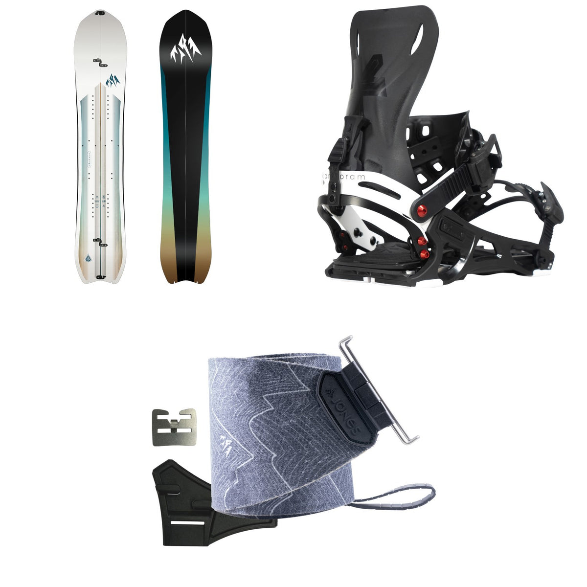 Jones Stratos Splitboard + Karakoram Ultra Ranger + Split Interface Splitboard Bindings + Nomad Pro Quick Tension Trim-To-Fit Splitboard Skins 2027