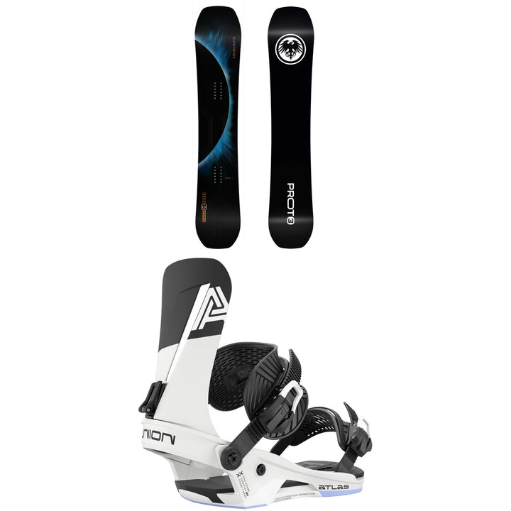 Never Summer Proto T3 Eclipse Snowboard + Union Atlas Snowboard Bindings 2027