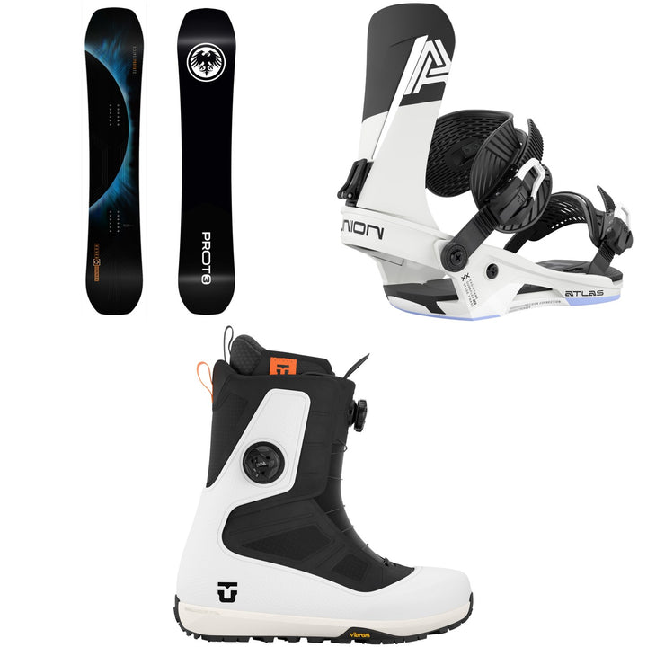 Never Summer Proto T3 Eclipse Snowboard + Union Atlas Snowboard Bindings + Reset Pro Snowboard Boots 2027
