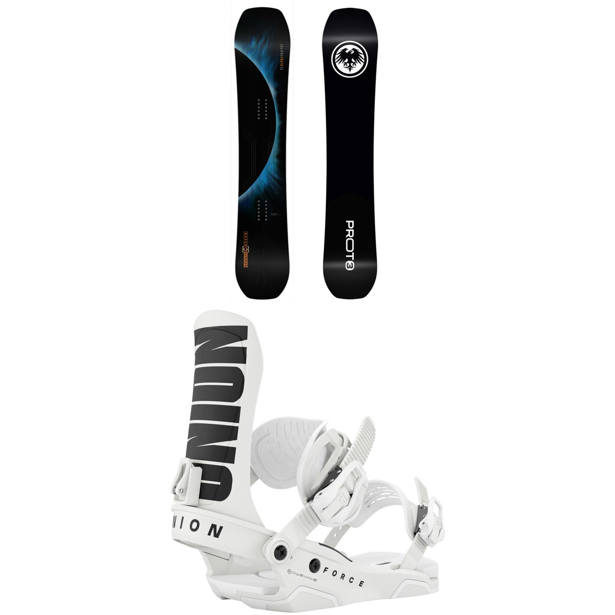 Never Summer Proto T3 Eclipse Snowboard + Union Force Team Snowboard Bindings 2027