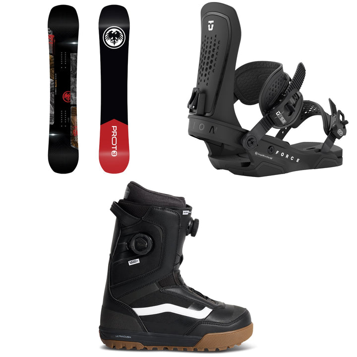 Never Summer Proto Type 3 Snowboard + Union Force Snowboard Bindings + Vans Aura Pro 2.0 Snowboard Boots 2027