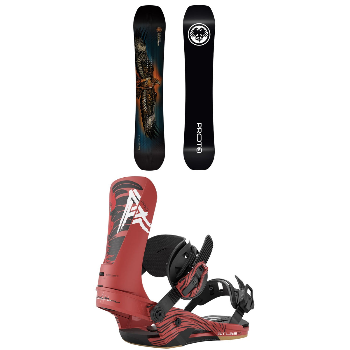 Never Summer Proto T3 FR Snowboard + Union Atlas Pro Snowboard Bindings 2027