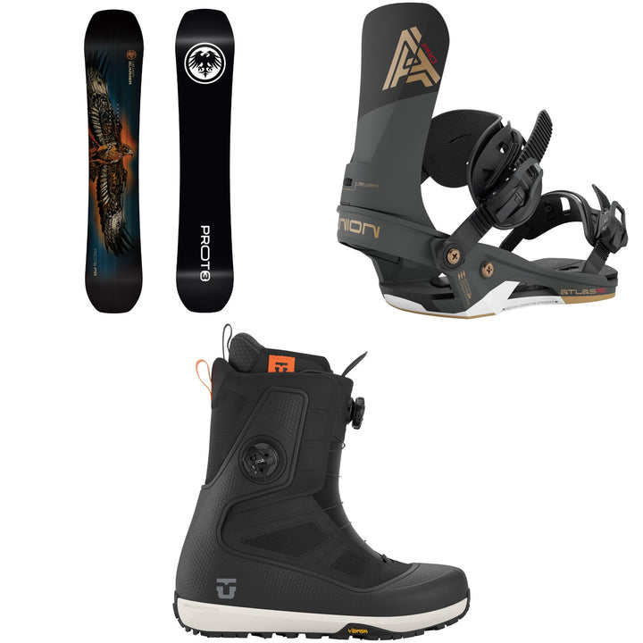 Never Summer Proto T3 FR Snowboard + Union Atlas Pro Snowboard Bindings + Reset Pro Snowboard Boots 2027