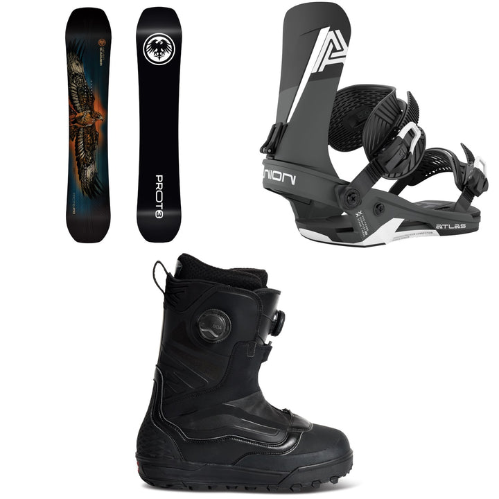 Never Summer Proto T3 FR Snowboard + Union Atlas Snowboard Bindings + Vans Verse Snowboard Boots 2027