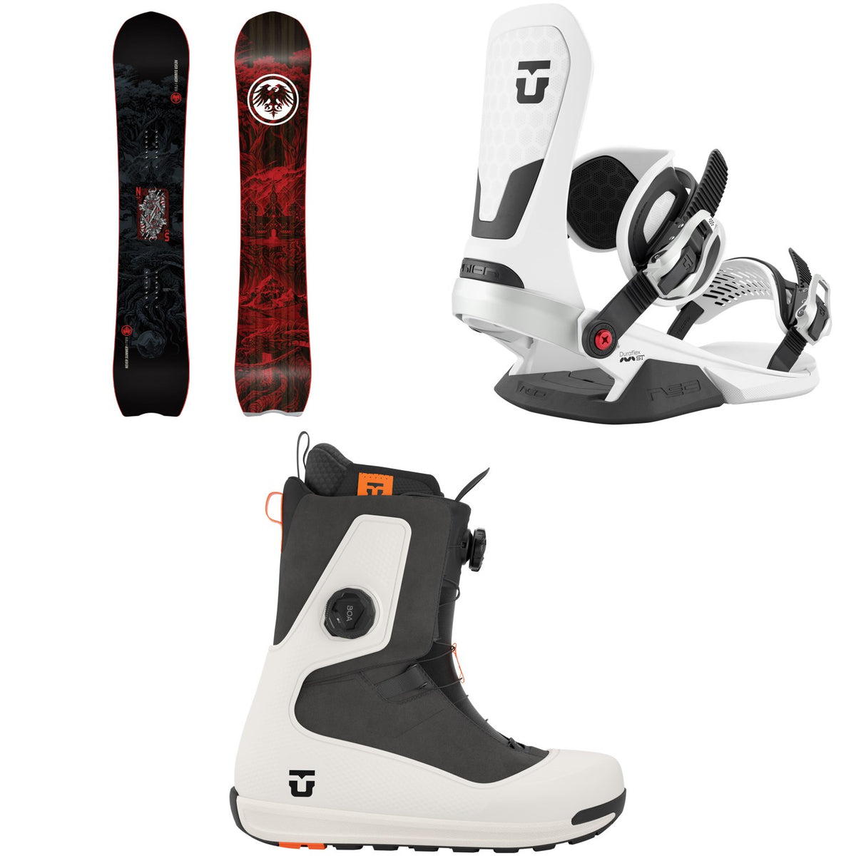 Never Summer V-Twin Snowboard + Union Neo Snowboard Bindings + Union Reset Snowboard Boots 2027