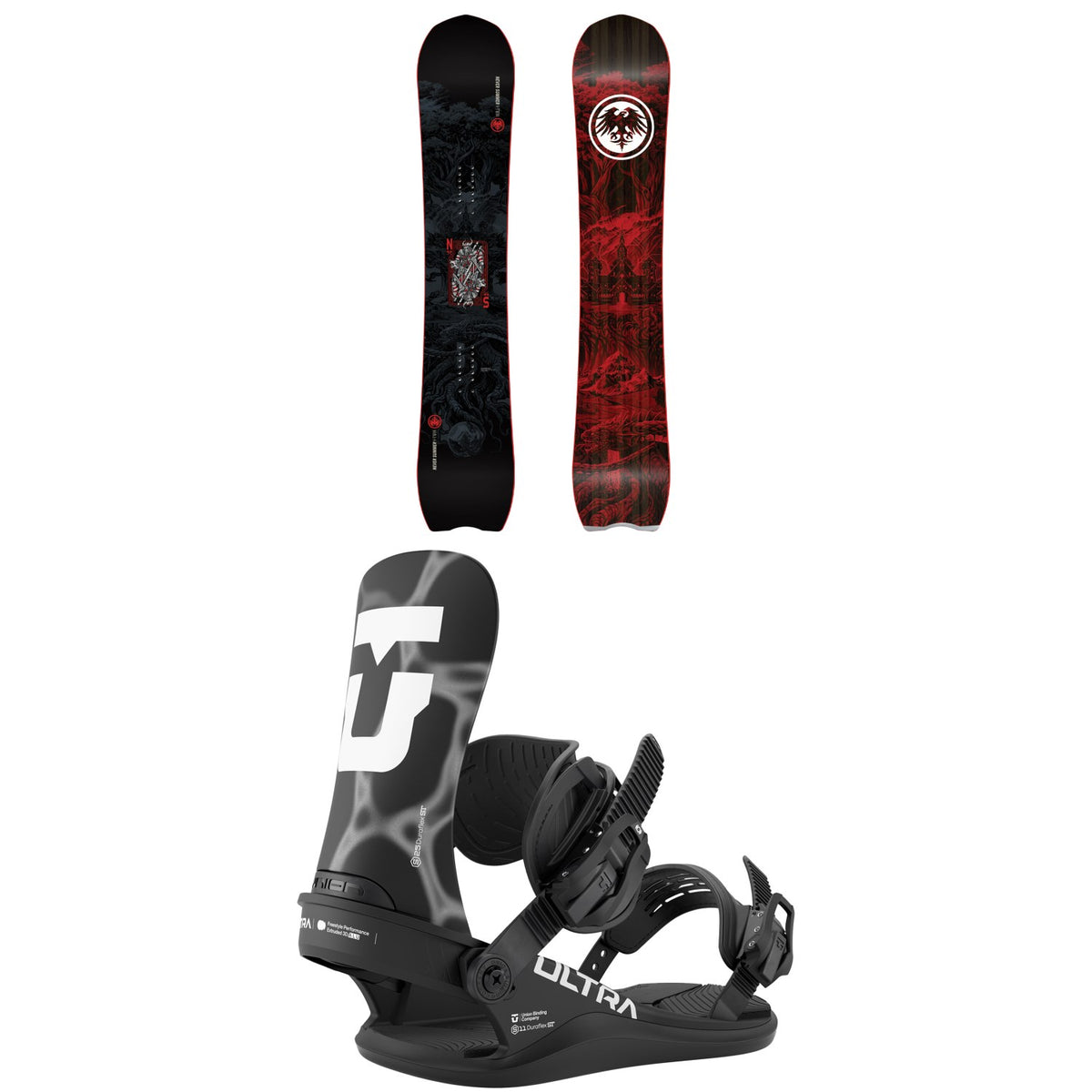 Never Summer V-Twin Snowboard + Union Ultra Snowboard Bindings 2027