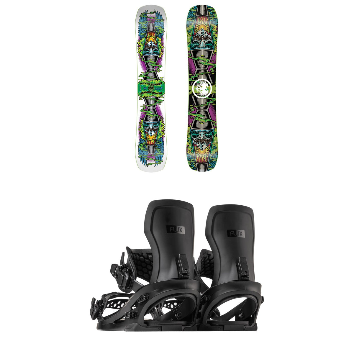 Never Summer Llama Snowboard + Flux XF Snowboard Bindings 2027