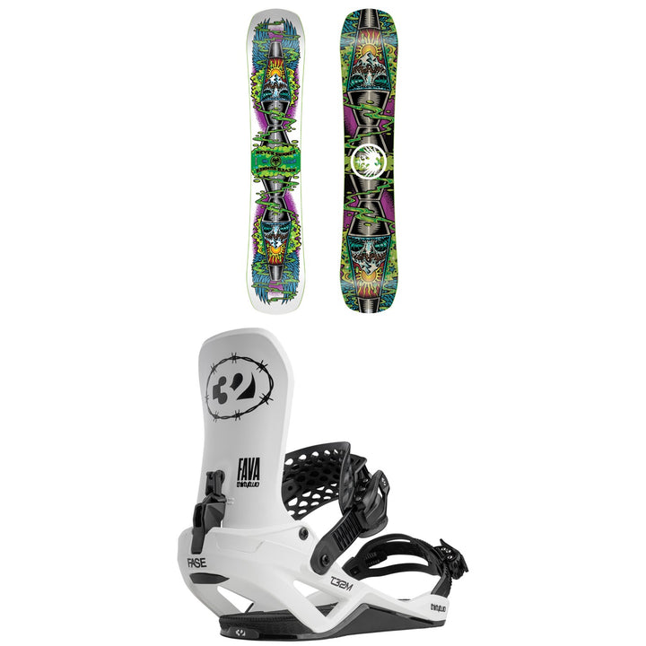 Never Summer Llama Snowboard + thirtytwo T32M FASE Snowboard Bindings 2027