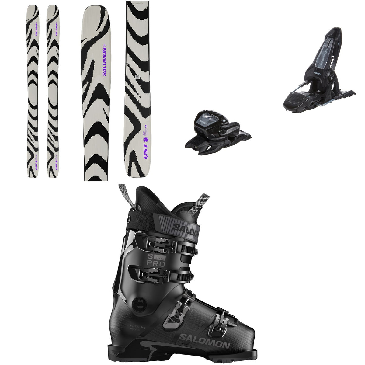 Salomon QST 92 Skis 2027 + Marker Griffon 13 ID Ski Bindings + Salomon S/Pro Delta 90 Ski Boots 2027