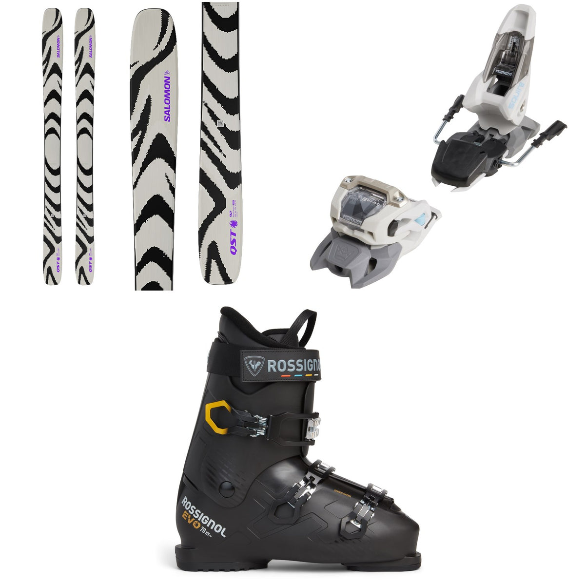 Salomon QST 92 Skis 2027 + Marker Squire 11 Ski Bindings + Rossignol Evo 70 HV+ Ski Boots 2027