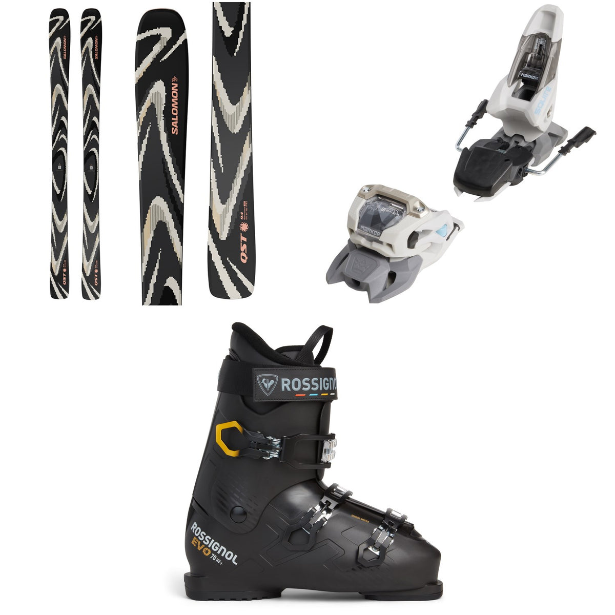 Salomon QST 94 Skis 2027 + Marker Squire 11 Ski Bindings + Rossignol Evo 70 HV+ Ski Boots 2027