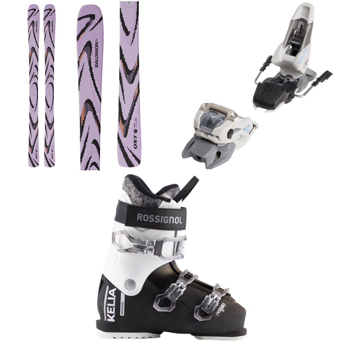 Salomon QST 94 Skis 2027 + Marker Squire 11 Ski Bindings + Rossignol Kelia 50 Ski Boots - Women's 2027