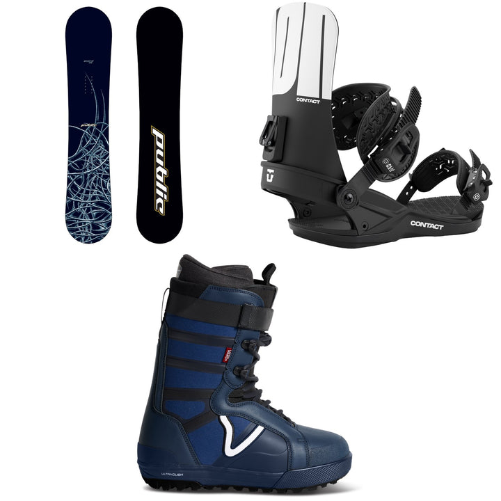 Public Snowboards General Select Snowboard + Union Contact Snowboard Bindings + Vans Hi-Standard Pro Snowboard Boots 2027