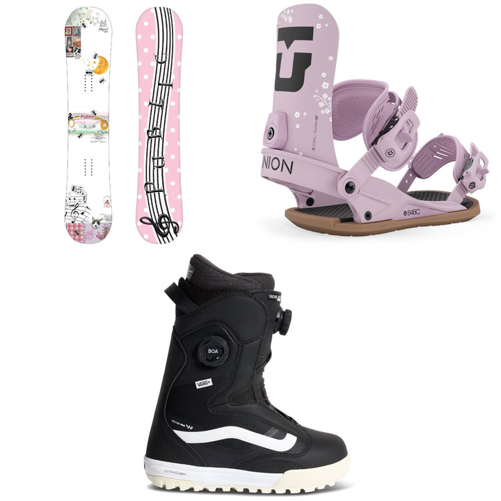 Public Snowboards Jibgurl Snowboard + Union Legacy Snowboard Bindings + Vans Encore Pro 2.0 Snowboard Boots - Women's 2027