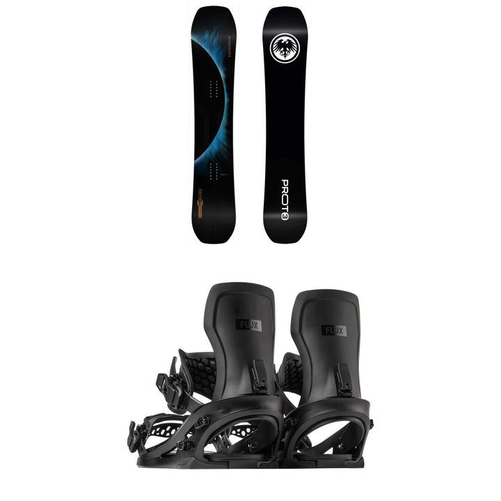 Never Summer Proto T3 Eclipse Snowboard + Flux XF Snowboard Bindings 2027