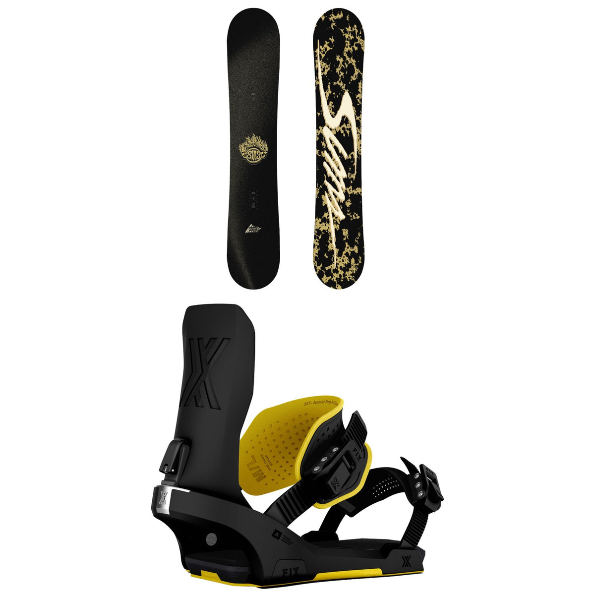 Sims Bowl Squad LTD Snowboard + Fix Block 5 Snowboard Bindings 2027