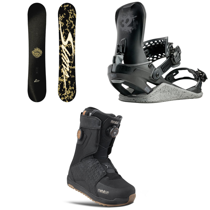 Sims Bowl Squad LTD Snowboard + thirtytwo Basin FASE Snowboard Bindings + Lashed Double Boa Snowboard Boots 2027
