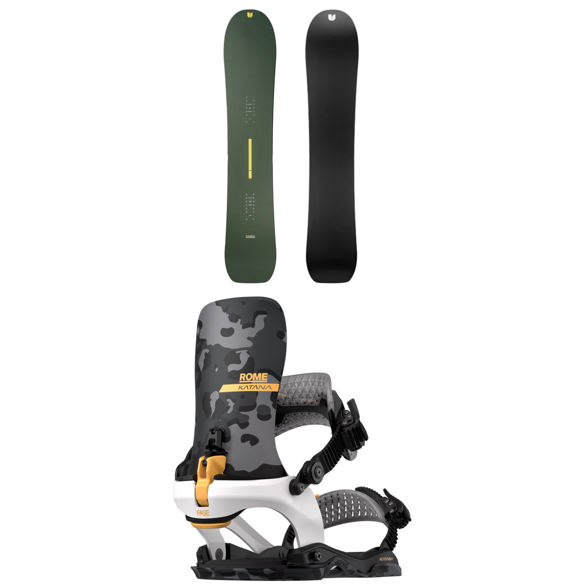 United Shapes Horizon Snowboard + Rome Katana AW FASE LTD Snowboard Bindings 2027