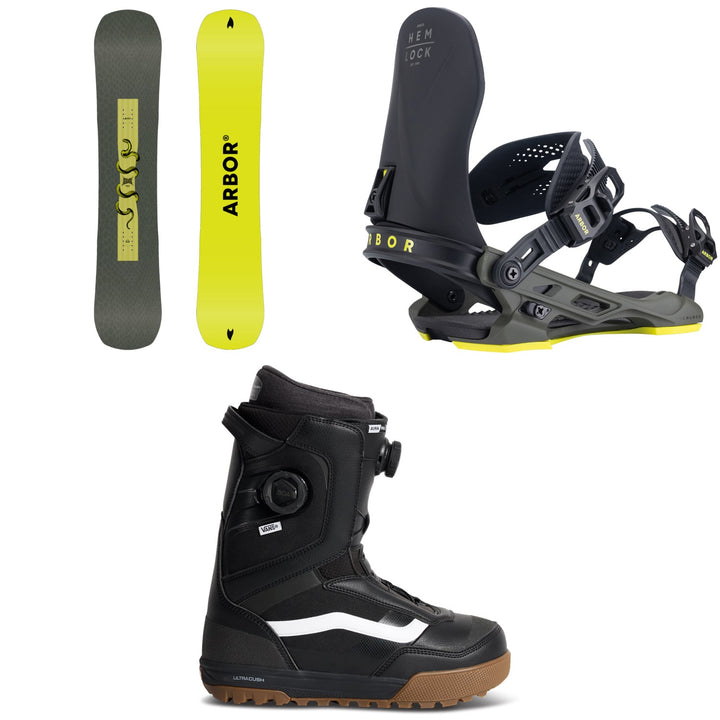 Arbor Draft Snowboard + Hemlock Snowboard Bindings + Vans Aura Pro 2.0 Snowboard Boots 2027
